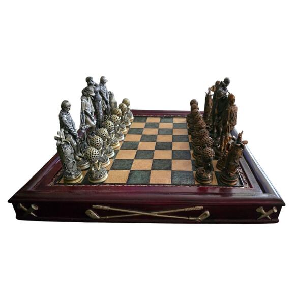 Vintage Golf Galaxy Chess Set And Board DAMAGED - Picture 1 of 9